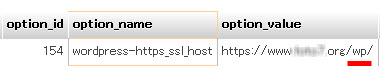 「wp」付きのアドレスが格納されている