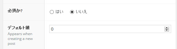 フィールド設定が必須か／デフォルト値も設定