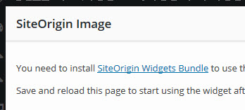 進めるにはSiteOrigin Widgets Bundleプラグインのインストールが必要