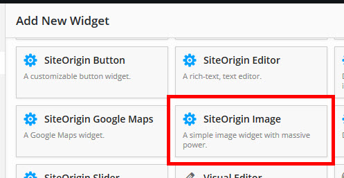 画像パーツの「SiteOrigin Image」をクリック