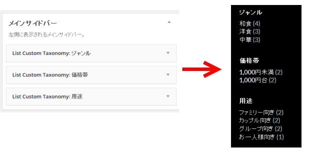 カスタムタクソノミーをサイドバーに表示