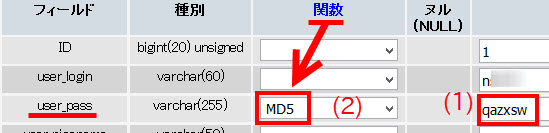 パスワードは「MD5」で暗号化する必要がある