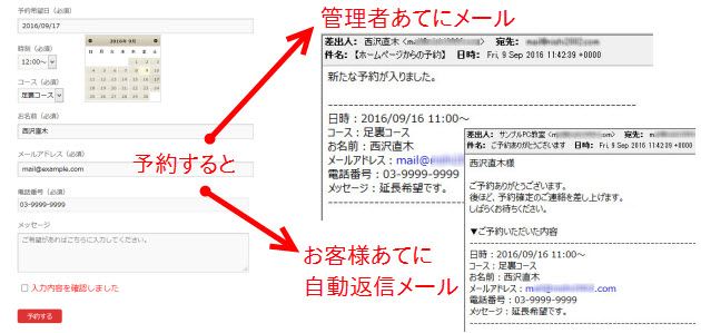 Contact Form 7で作る予約フォームの完成例