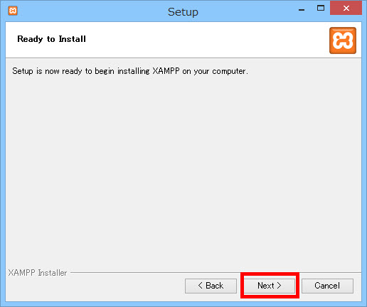 XAMPPインストールの開始