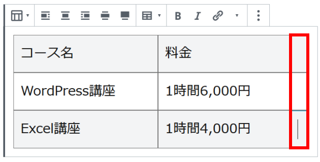 列が追加される