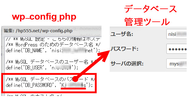 データベース管理ツールでパスワードを入力